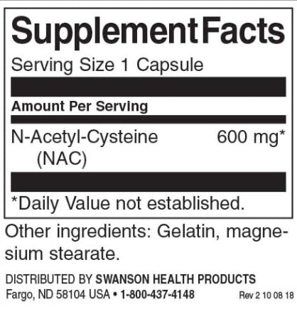 Swanson N-Acetyl Cysteine ( NAC )100 Kapseln — vue 2