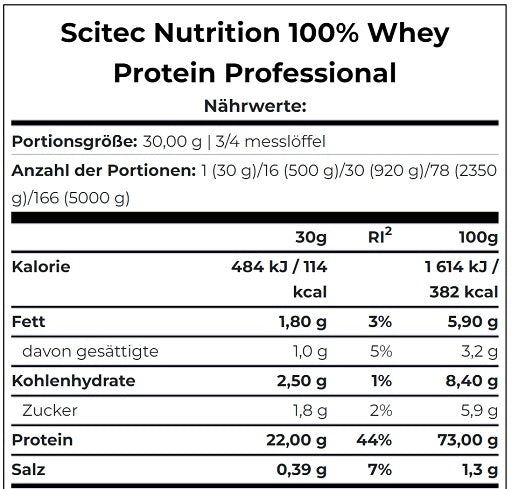 Scitec 100% Whey Protein Professional 1000g — Vanille — vue 2