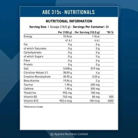 Applied Nutrition A.B.E Ultimate Pre 315g Nutrition