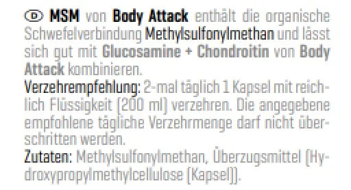 Body Attack MSM 100 Capsules Complément