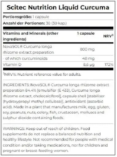 Scitec Liquid Curcuma 30 Kapseln Scitec Nutrition