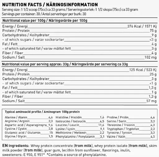 Swedish Supplements Whey Deluxe 900g Nutrition