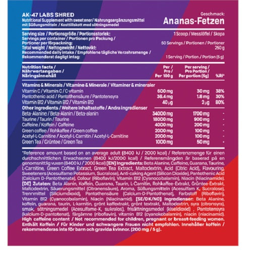 AK47 Labs Shred 250g — pineapple punch — vue 2