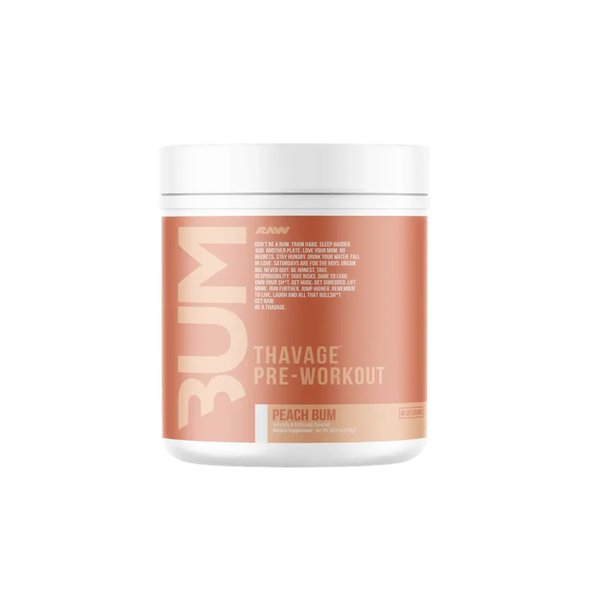 RAW Nutrition CBUM Thavage Pre-Workout 520g — Peat Red Gummy — vue 2