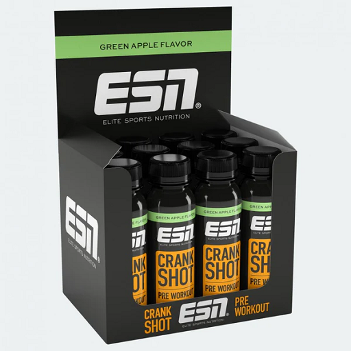 ESN Crank Shot Pre Workout 12x 95ml — Green Apple — vue 2